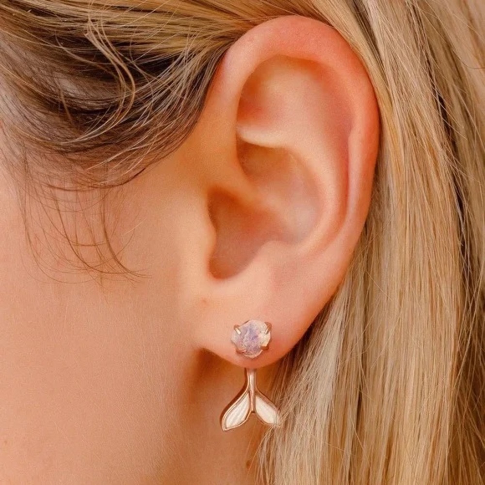 Pura Vida | Mermaid Fin Ear Jacket Rose Gold Boho Beach Nautical - Picture 4 of 5